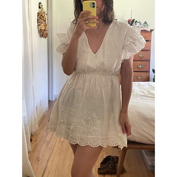 Camila Coelho Dresses & Skirts - Camila Coelho Linen Eyelet Mini Dress Size Medium